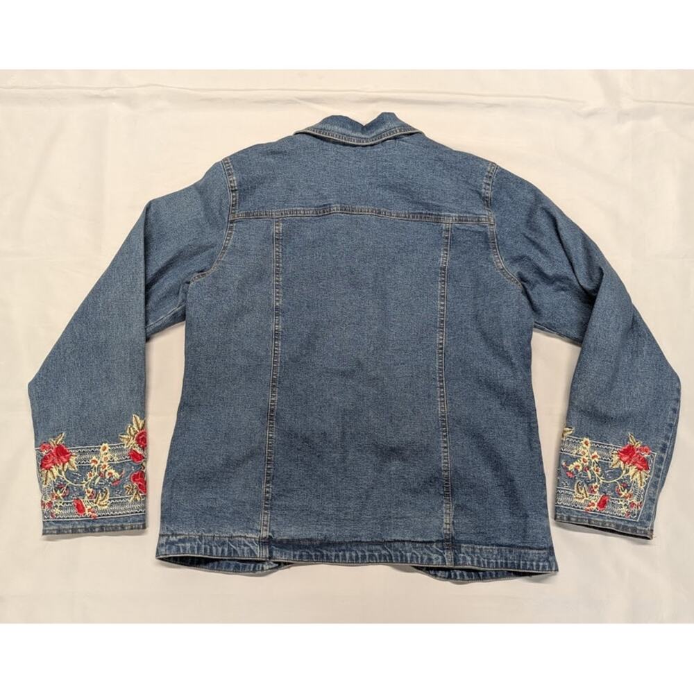 Denim & Co Vintage Floral Embroidered Denim Jean Jacket Women's Size Medium - Picture 8 of 9